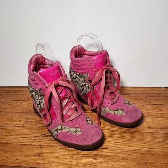 Coach Y2K Signature Logo Alara Wedge Sneakers - Picture 2 of 14